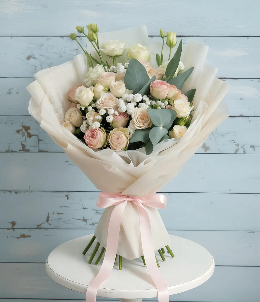 Букет цветов из: Розы и Лизиантусы в Озерске