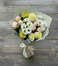 Букет цветов из:  Альстромерии, Розы и Хризантемы в Озерске